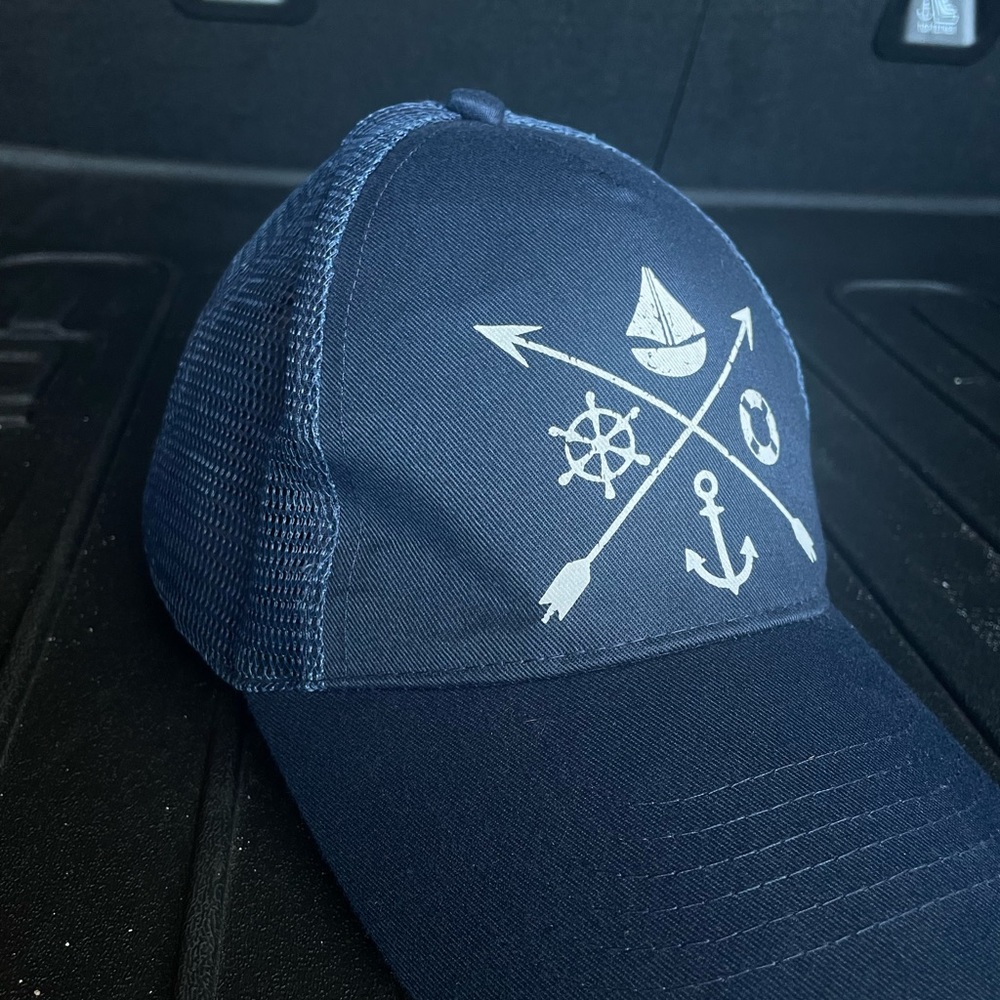 Navy Blue Nautical Graphic Cap